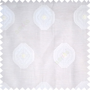 White cream color traditional designs circles texture finished polyester transparent base fabric sheer curtain