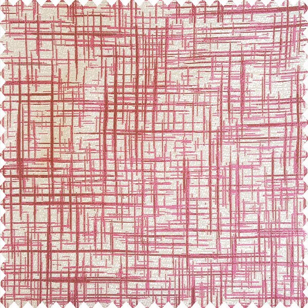Pink and beige color texture finished vertical and horizontal lines with thick background polyester main curtain