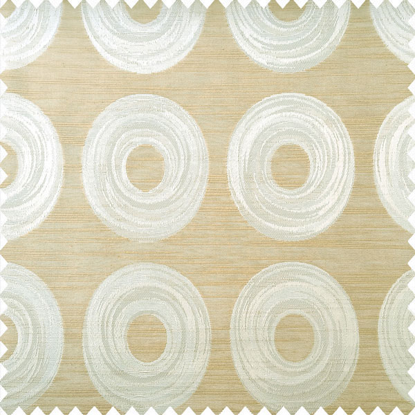 Beige and light brown color geometric circles design shapes texture layers with horizontal lines polyester main curtain