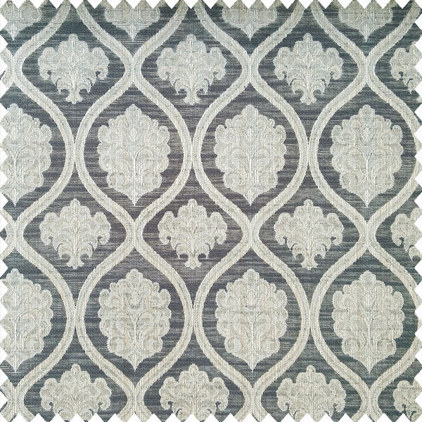 Navy blue brown and grey color traditional ogee designs damask pattern horizontal texture lines polyester main curtain