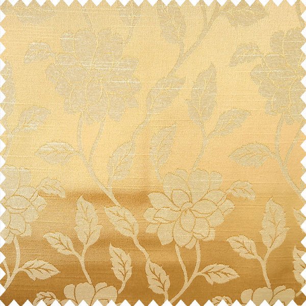 Gold color beautiful floral designs vertical hanging plants rose flower patterns texture finished surface polyester main curtain
