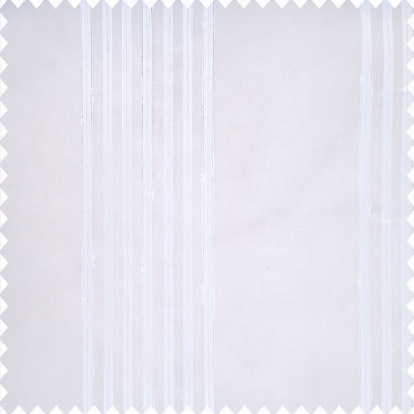 Pure white color transparent fabric texture finished surface vertical bold group stripes sheer curtain