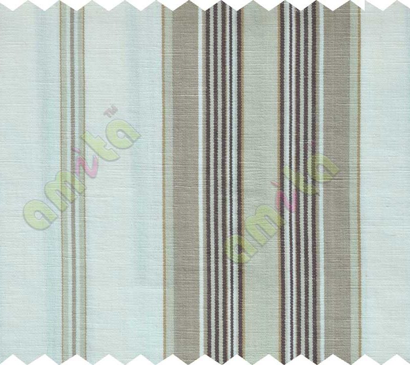 White brown grey stripes main cotton curtain designs