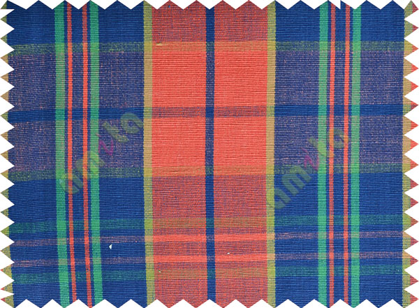 Blue red green maroon checks main cotton curtain designs