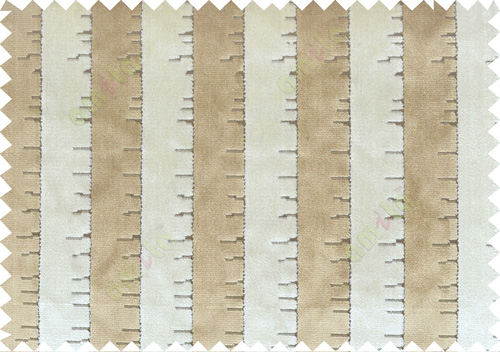 Beige brown colour vertical stripes with soft and thick poly sofa fabric - 113008