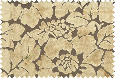Gold brown color beautiful floral design poly sofa fab - 113016