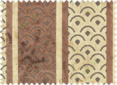 Gold brown colour geometric with stripes poly sofa fabric - 113019