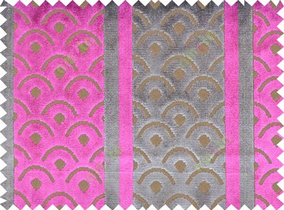 Pink grey brown colour geometric with stripes poly sofa fabric - 113024