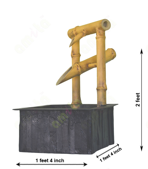 Black yellow natural look artificail bamboo fountain
