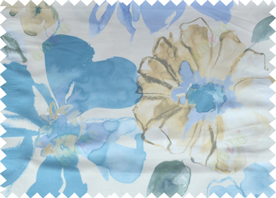 Blue brown white colour natural floral pattern with digital print poly main curtains design