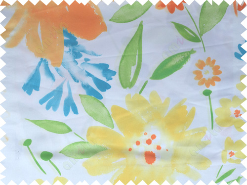 Yellow white green orange blue color digital sunflower pattern poly main curtains design