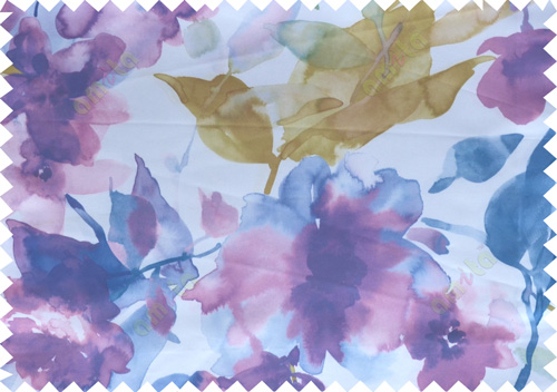 Blue green white  digital spring seasons flower pattern poly main curtains design