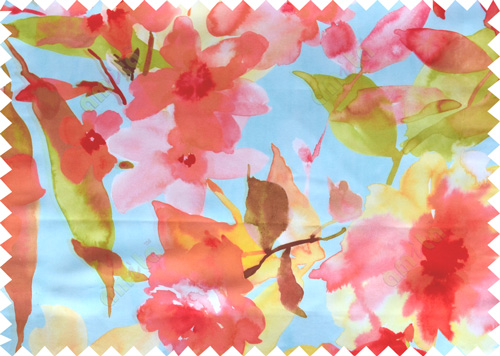 Red blue green brown digital spring seasons flower pattern poly main curtains design