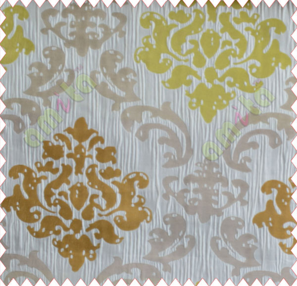 Big damask contemporary lime green gold brown silver crush technical polyester main curtain designs