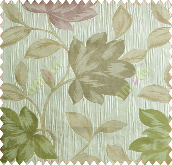 Floral big flower pink green peach silver crush technical polyester main curtain designs