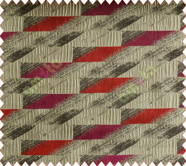 Rectangular brick slate design maroon pink brown grey crush technical polyester main curtain designs