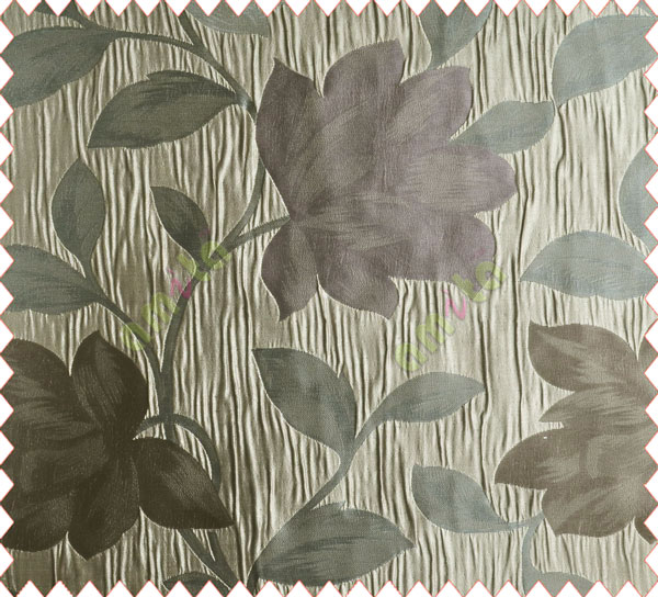 Floral big flower brown grey coffee crush technical polyester main curtain designs