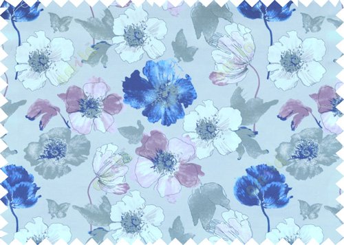 Blue white brown green colour natural floral design pure cotton main curtain designs