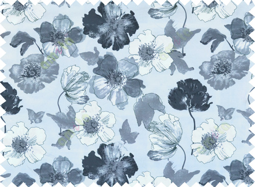 Black white grey colour natural floral design pure cotton main curtain designs