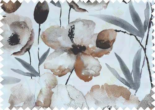 Black white brown grey natural floral design pure cotton main curtain designs