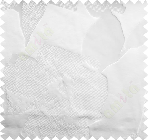 Pure White Grey Big Floral Design Linen Main Curtain-Designs