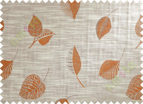 Brown Beige Brick Colour Peepal Leaf Polycotton Main Curtain-Designs