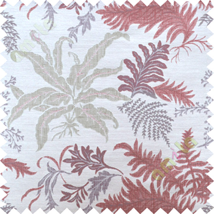 Red green cut floral poly main curtain designs