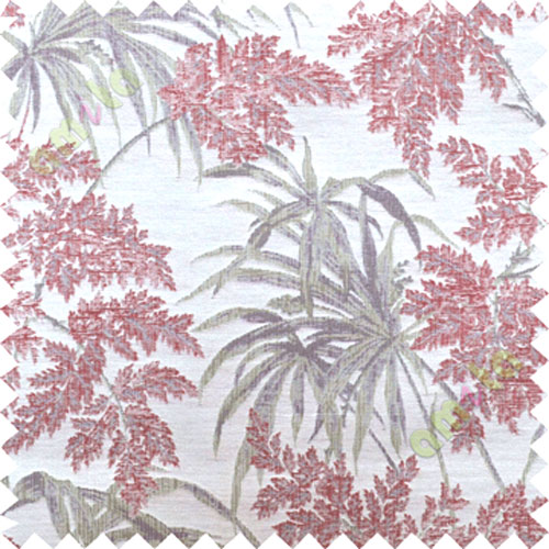 Red green leaves poly main curtain designs