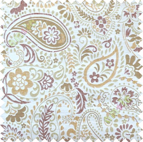 Brown beige floral paisley poly main curtain designs
