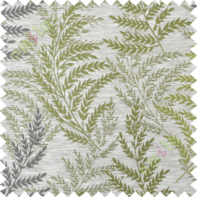 Green grey leafy polycotton main curtain designs