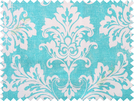 Blue white damask cotton main curtain designs