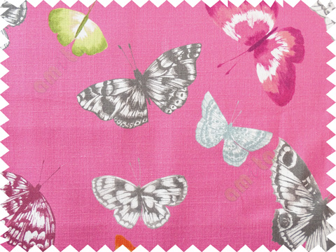 Dark pink black butterfly cotton main curtain designs