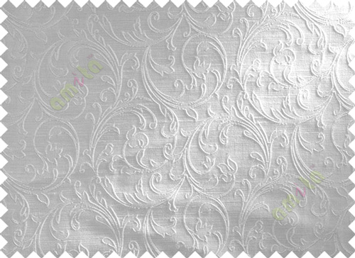 Grey Floral Leaf Creeper Polycotton Main Curtain-Designs