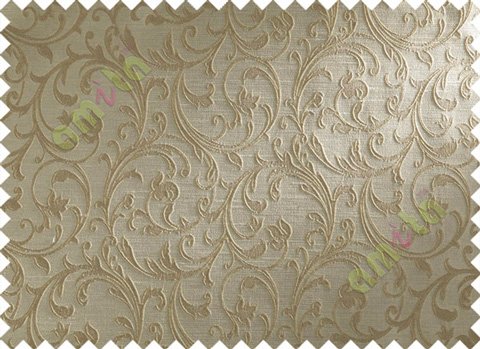 Brown Beige Floral Leaf Creeper Polycotton Main Curtain-Designs