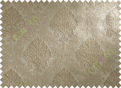 Brown Beige Damask Polycotton Main Curtain-Designs