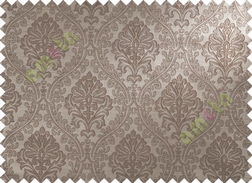Brown Beige Damask Polycotton Main Curtain-Designs