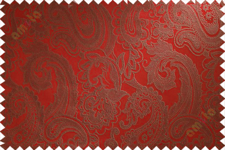 Red brown big motif poly main curtain designs