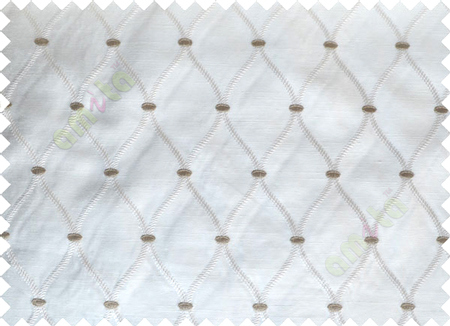 White Brown Emb Safavieh Moroccan Pattern Polycotton Main Curtain-Designs