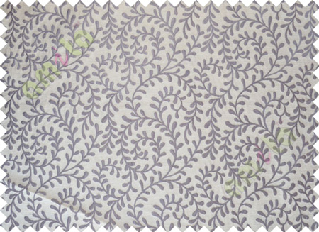 Beige Purple Color Vine Creeper Pattern Polycotton Main Curtain-Designs