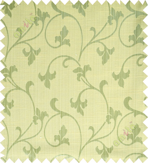 Yellow green botanical design polycotton main curtain designs