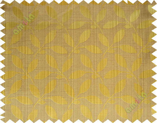 Brown gold leafy design polycotton main curtain designs