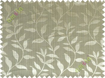 Green grey floral design leafy texture poly main curtain designs