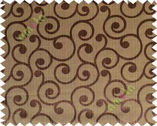 Black brown color traditional seamless swirl design poly main curtain designs