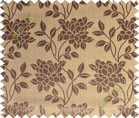 Black brown beautiful floral leaf design poly main curtain designs