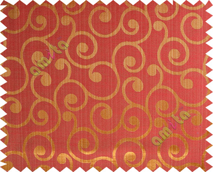 Gold red color traditional seamless swirl design poly main curtain designs