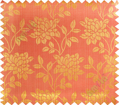 Gold red beautiful floral leaf design poly main curtain designs