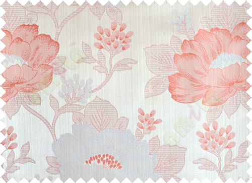 Orange silver brown colour beautiful natural big flower design poly main curtain designs