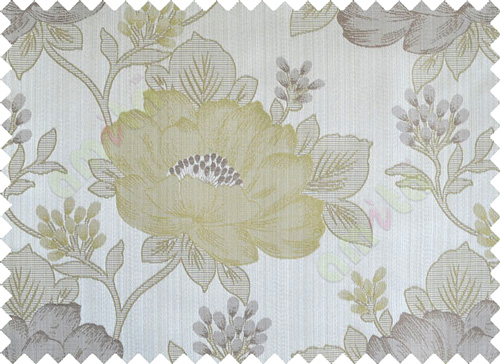 Green grey brown colour beautiful natural big flower design poly main curtain designs