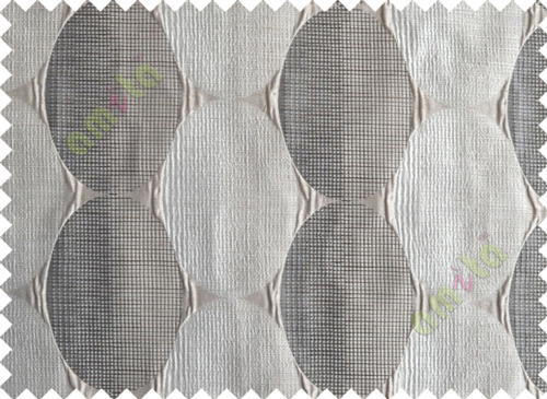 Black Silver Brown Geometric Design Poly Main Curtain-Designs