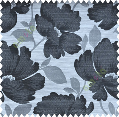 Black and White Natural Flower Polycotton Main Curtain-Designs